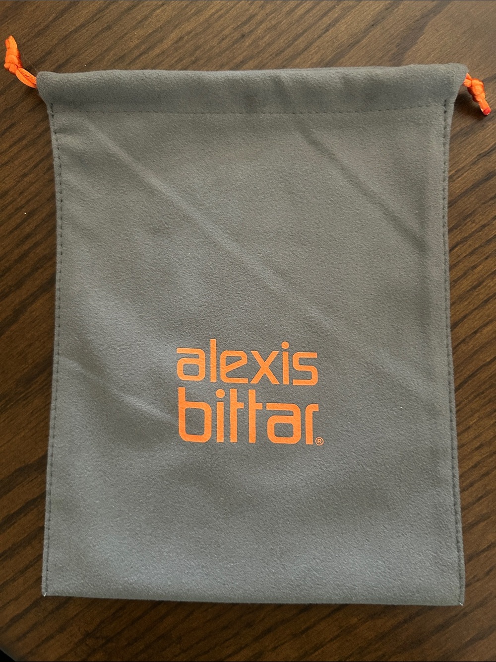 Brand New Alexis Bittar Small Gray Orange Jewelry Dust Bag